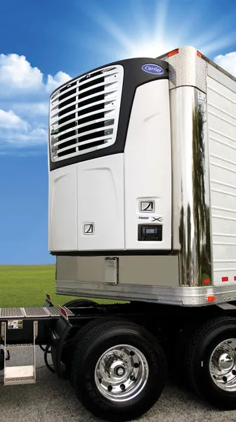 Carrier Transicold trailer refrigeration unit mounted on a refrigerated trailer